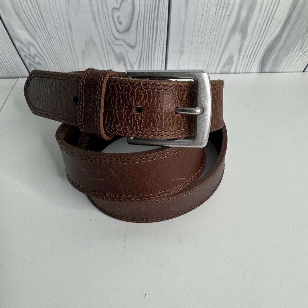 Lucky Brand Brown Wide Genuine Leather Belt Silver Buckle XL
